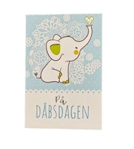 Mini Lykønskningskort, Elefant, Lyseblå